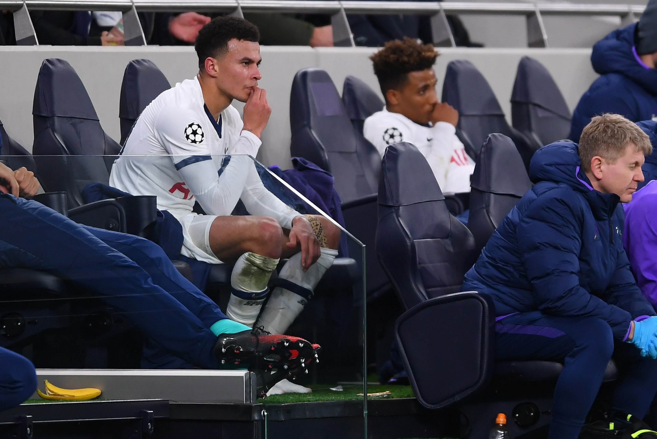 LONDON, ENGLAND - FEBRUARY 19: Dele Alli of Tottenham Hotspur after being substituted during the UEFA Champions League round of 16 first leg match between Tottenham Hotspur and RB Leipzig at Tottenham Hotspur Stadium on February 19, 2020 in London, United Kingdom. (Photo by Laurence Griffiths/Getty Images)