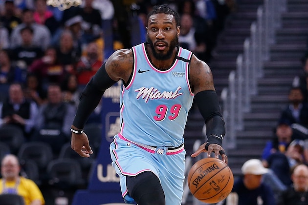 SAN FRANCISCO, CALIFORNIA - FEBRUARY 10: Jae Crowder #99 of the Miami Heat dribbles the ball in the first half against the Golden State Warriors at Chase Center on February 10, 2020 in San Francisco, California. NOTE TO USER: User expressly acknowledges and agrees that, by downloading and/or using this photograph, user is consenting to the terms and conditions of the Getty Images License Agreement. (Photo by Lachlan Cunningham/Getty Images)