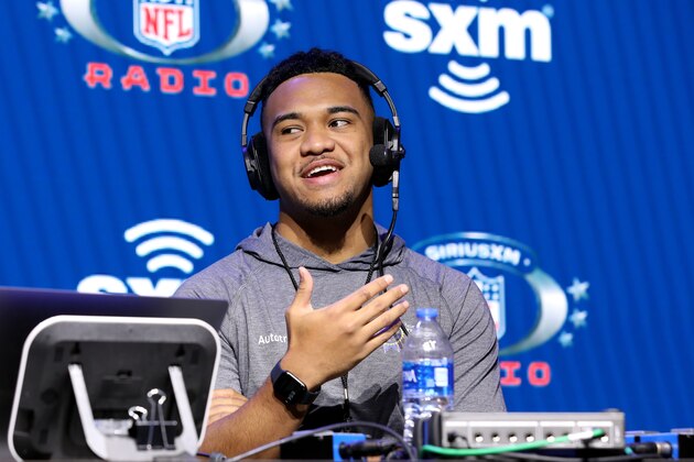 MIAMI, FLORIDA - JANUARY 30: University of Alabama quarterback, Tua Tagovailoa speaks onstage during day 2 of SiriusXM at Super Bowl LIV on January 30, 2020 in Miami, Florida. (Photo by Cindy Ord/Getty Images for SiriusXM )