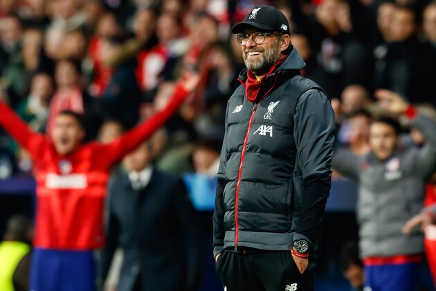 MADRID, SPAIN - FEBRUARY 18: (BILD ZEITUNG OUT) head coach Juergen Klopp of FC Liverpool looks on during the UEFA Champions League round of 16 first leg match between Atletico Madrid and Liverpool FC at Wanda Metropolitano on February 18, 2020 in Madrid, Spain. (Photo by Roland Krivec/DeFodi Images via Getty Images)