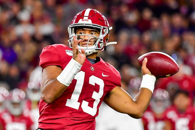 Alabama quarterback Tua Tagovailoa in an NCAA football game Saturday, Nov. 9, 2019, in Tuscaloosa, Ala. (AP Photo/Vasha Hunt)