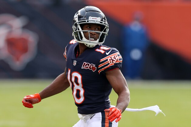 CHICAGO, IL - NOVEMBER 24: Taylor Gabriel #18 of the Chicago Bears in action during the game against the New York Giants at Soldier Field on November 24, 2019 in Chicago Illinois. The Bears defeated the Giants 19-14. (Photo by Rob Leiter/Getty Images) CHICAGO, IL - NOVEMBER 24: Taylor Gabriel #18 of the Chicago Bears in action during the game against the New York Giants at Soldier Field on November 24, 2019 in Chicago Illinois. The Bears defeated the Giants 19-14. (Photo by Rob Leiter/Getty Images)