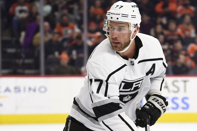 Los Angeles Kings' Jeff Carter in action during an NHL hockey game against the Philadelphia Flyers, Saturday, Jan. 18, 2020, in Philadelphia. (AP Photo/Derik Hamilton)