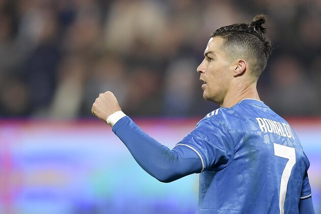 FERRARA, ITALY - FEBRUARY 22: Juventus player Cristiano Ronaldo celebrates after scoring the 0-1 goal during the Serie A match between SPAL and  Juventus at Stadio Paolo Mazza on February 22, 2020 in Ferrara, Italy. (Photo by Daniele Badolato - Juventus FC/Getty Images)