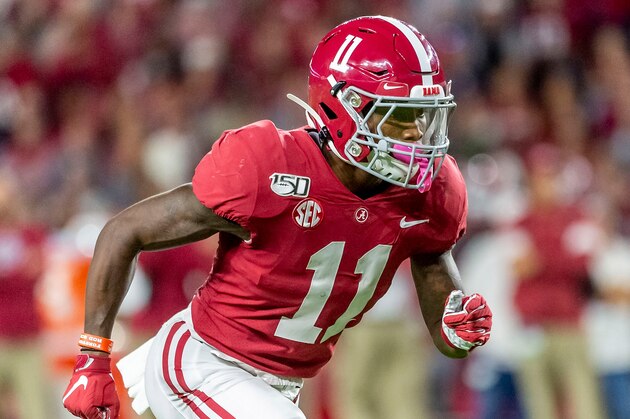 Alabama wide receiver Henry Ruggs III (11) during the first half of an NCAA college football game against Arkansas, Saturday, Oct. 26, 2019, in Tuscaloosa, Ala. (AP Photo/Vasha Hunt)