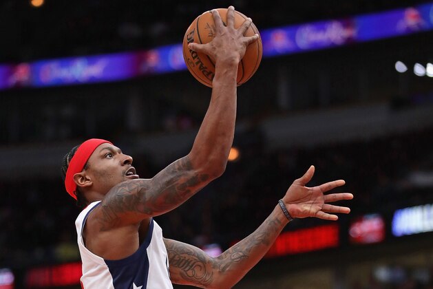 CHICAGO, ILLINOIS - FEBRUARY 23: Bradley Beal #3 of the Washington Wizards drives to the basket against the Chicago Bulls at the United Center on February 23, 2020 in Chicago, Illinois. NOTE TO USER: User expressly acknowledges and agrees that, by downloading and or using this photograph, User is consenting to the terms and conditions of the Getty Images License Agreement. (Photo by Jonathan Daniel/Getty Images)