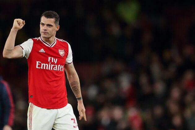LONDON, ENGLAND - FEBRUARY 23: Granit Xhaka of Arsenal at full time of the Premier League match between Arsenal FC and Everton FC at Emirates Stadium on February 23, 2020 in London, United Kingdom. (Photo by James Williamson - AMA/Getty Images) LONDON, ENGLAND - FEBRUARY 23: Granit Xhaka of Arsenal at full time of the Premier League match between Arsenal FC and Everton FC at Emirates Stadium on February 23, 2020 in London, United Kingdom. (Photo by James Williamson - AMA/Getty Images)