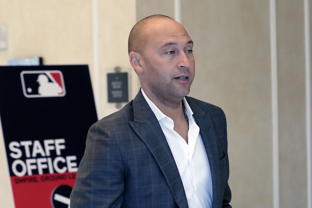 Derek Jeter CEO and part owner of the Miami Marlins leaves a meeting during MLB baseball owners meetings, Thursday, Feb. 6, 2020, in Orlando, Fla. (AP Photo/John Raoux) Derek Jeter CEO and part owner of the Miami Marlins leaves a meeting during MLB baseball owners meetings, Thursday, Feb. 6, 2020, in Orlando, Fla. (AP Photo/John Raoux)