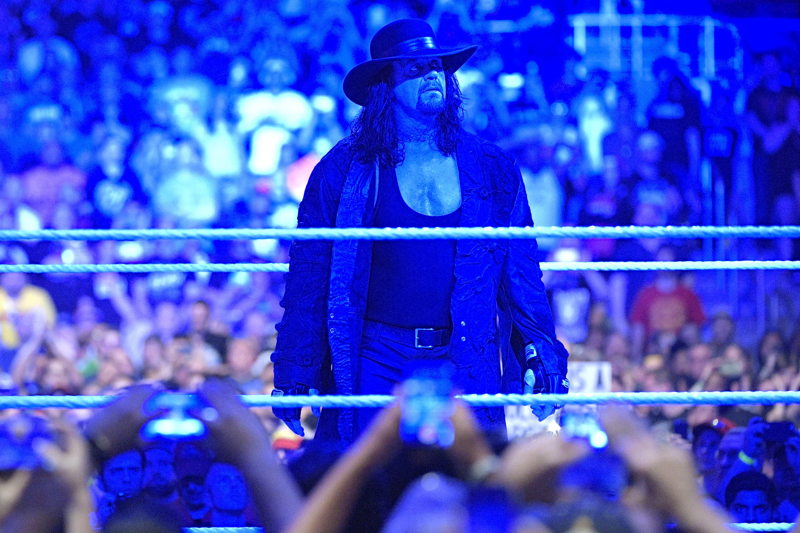 IMAGE DISTRIBUTED FOR WWE - Undertaker gazes at the crowd after what could be his final WrestleMania match on Sunday, April 2, 2017, in Orlando, Fla. (Phelan M. Ebenhack/AP Images for WWE) IMAGE DISTRIBUTED FOR WWE - Undertaker gazes at the crowd after what could be his final WrestleMania match on Sunday, April 2, 2017, in Orlando, Fla. (Phelan M. Ebenhack/AP Images for WWE)