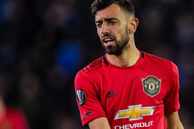 Bruno Fernandes of Manchester United during the UEFA Europa League round of 32 first leg match between Club Brugge KV and Manchester United FC at Jan Breydel stadium on February 20, 2020 in Bruges, Belgium(Photo by ANP Sport via Getty Images)