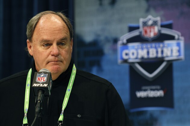 Pittsburgh Steelers vice president and general manager Kevin Colbert speaks during a press conference at the NFL football scouting combine in Indianapolis, Tuesday, Feb. 25, 2020. (AP Photo/Charlie Neibergall)