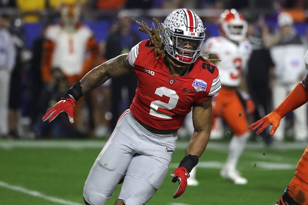 Ohio State defensive end Chase Young (2) during the first half of the Fiesta Bowl NCAA college football game against Clemson, Saturday, Dec. 28, 2019, in Glendale, Ariz. (AP Photo/Rick Scuteri). Ohio State defensive end Chase Young (2) during the first half of the Fiesta Bowl NCAA college football game against Clemson, Saturday, Dec. 28, 2019, in Glendale, Ariz. (AP Photo/Rick Scuteri).