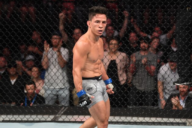 MINNEAPOLIS, MN - JUNE 29:  Joseph Benavidez celebrates after defeating Jussier Formiga of Brazil in their flyweight bout during the UFC Fight Night event at the Target Center on June 29, 2019 in Minneapolis, Minnesota. (Photo by Josh Hedges/Zuffa LLC/Zuffa LLC via Getty Images)