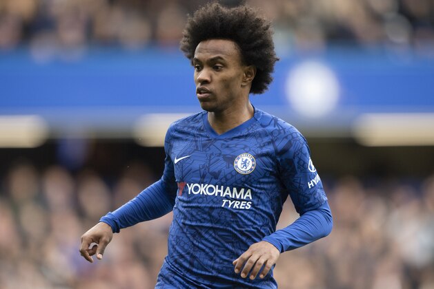 LONDON, ENGLAND - FEBRUARY 22: Willian of Chelsea during the Premier League match between Chelsea FC and Tottenham Hotspur at Stamford Bridge on February 22, 2020 in London, United Kingdom. (Photo by Visionhaus)