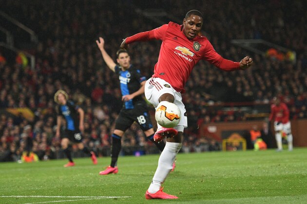 Manchester United's Nigerian striker Odion Ighalo controls the ball during the UEFA Europa League round of 32 second leg football match between Manchester United and Club Brugge at Old Trafford in Manchester, north west England, on February 27, 2020. (Photo by Oli SCARFF / AFP) (Photo by OLI SCARFF/AFP via Getty Images)
