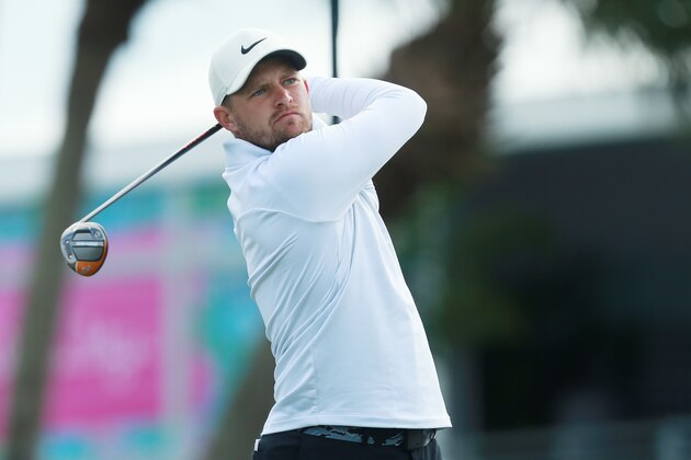 PALM BEACH GARDENS, FLORIDA - FEBRUARY 27: Tom Lewis of England plays his shot from the fourth tee during the first round of the Honda Classic at PGA National Resort and Spa Champion course on February 27, 2020 in Palm Beach Gardens, Florida. (Photo by Matt Sullivan/Getty Images)