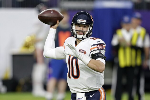 Chicago Bears quarterback Mitchell Trubisky throws a pass during the first half of an NFL football game against the Minnesota Vikings, Sunday, Dec. 29, 2019, in Minneapolis. (AP Photo/Andy Clayton-King) Chicago Bears quarterback Mitchell Trubisky throws a pass during the first half of an NFL football game against the Minnesota Vikings, Sunday, Dec. 29, 2019, in Minneapolis. (AP Photo/Andy Clayton-King)