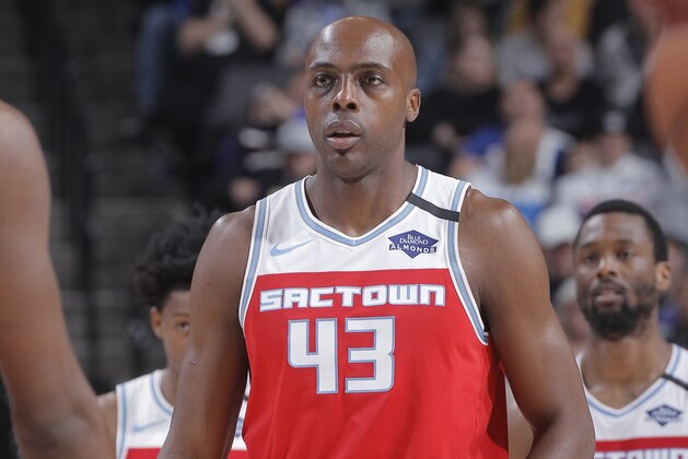 SACRAMENTO, CA - FEBRUARY 7: Anthony Tolliver #43 of the Sacramento Kings looks on during the game against the Miami Heat on February 7, 2020 at Golden 1 Center in Sacramento, California. NOTE TO USER: User expressly acknowledges and agrees that, by downloading and or using this photograph, User is consenting to the terms and conditions of the Getty Images Agreement. Mandatory Copyright Notice: Copyright 2020 NBAE (Photo by Rocky Widner/NBAE via Getty Images)