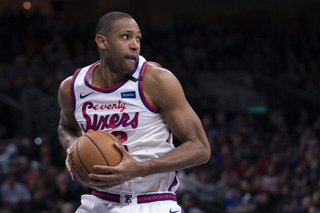 PHILADELPHIA, PA - FEBRUARY 27: Al Horford #42 of the Philadelphia 76ers grabs a rebound against the New York Knicks in the third quarter at the Wells Fargo Center on February 27, 2020 in Philadelphia, Pennsylvania. The 76ers defeated the Knicks 115-106. NOTE TO USER: User expressly acknowledges and agrees that, by downloading and/or using this photograph, user is consenting to the terms and conditions of the Getty Images License Agreement. (Photo by Mitchell Leff/Getty Images) PHILADELPHIA, PA - FEBRUARY 27: Al Horford #42 of the Philadelphia 76ers grabs a rebound against the New York Knicks in the third quarter at the Wells Fargo Center on February 27, 2020 in Philadelphia, Pennsylvania. The 76ers defeated the Knicks 115-106. NOTE TO USER: User expressly acknowledges and agrees that, by downloading and/or using this photograph, user is consenting to the terms and conditions of the Getty Images License Agreement. (Photo by Mitchell Leff/Getty Images)