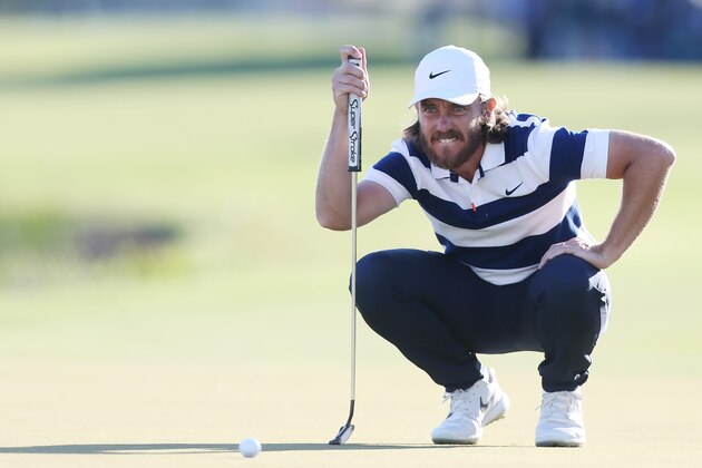 PALM BEACH GARDENS, FLORIDA - FEBRUARY 29: Tommy Fleetwood of England lines up a putt on the 18th green during the third round of the Honda Classic at PGA National Resort and Spa Champion course on February 29, 2020 in Palm Beach Gardens, Florida. (Photo by Matt Sullivan/Getty Images)