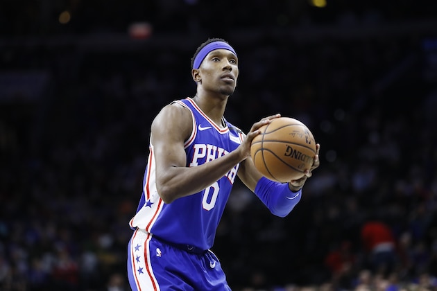 Philadelphia 76ers' Josh Richardson plays during an NBA basketball game against the Atlanta Hawks, Monday, Feb. 24, 2020, in Philadelphia. (AP Photo/Matt Slocum)