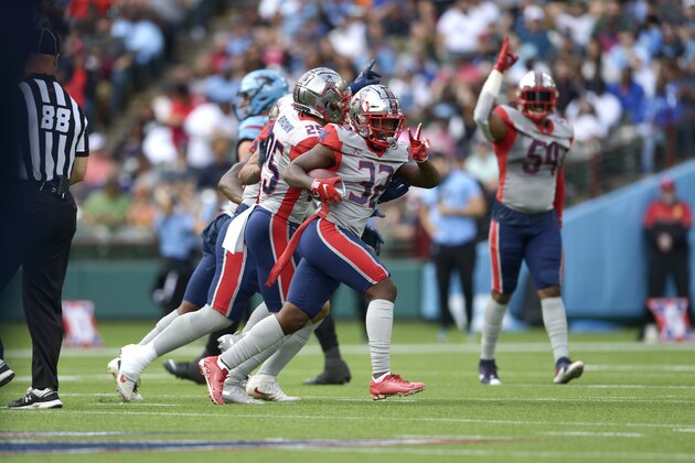 ARLINGTON, TX - MARCH 1: Deatrick Nichols #32 of the Houston Roughnecks celebrates after an interception during the XFL game against the Dallas Renegades at Globe Life Park on March 1, 2020 in Arlington, Texas. (Photo by Thomas Campbell/XFL via Getty Images) ARLINGTON, TX - MARCH 1: Deatrick Nichols #32 of the Houston Roughnecks celebrates after an interception during the XFL game against the Dallas Renegades at Globe Life Park on March 1, 2020 in Arlington, Texas. (Photo by Thomas Campbell/XFL via Getty Images)