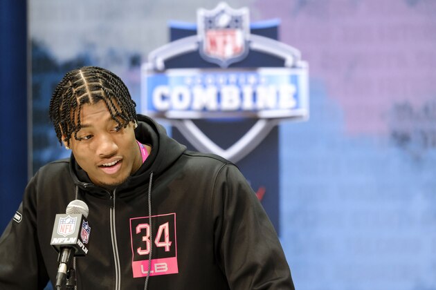 Clemson linebacker Isaiah Simmons speaks during a press conference at the NFL football scouting combine in Indianapolis, Thursday, Feb. 27, 2020. (AP Photo/AJ Mast)