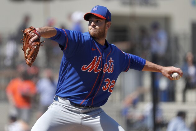 New York Mets pitcher Steven Matz throws during the first inning of a spring training baseball game against the Houston Astros Saturday, Feb. 29, 2020, in West Palm Beach, Fla. (AP Photo/Jeff Roberson)