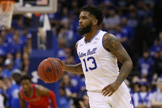 NEWARK, NJ - FEBRUARY 23: Myles Powell #13 of the Seton Hall Pirates in action against the St. John's Red Storm during a college basketball game at Prudential Center on February 23, 2020 in Newark, New Jersey. Seton Hall defeated St. John's 81-65. (Photo by Rich Schultz/Getty Images)