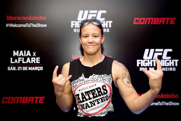 RIO DE JANEIRO, BRAZIL - MARCH 19: UFC Bantamweight Fighter Shayna Baszler of the US poses during the Ultimate Media Day at the Pestana Hotel on March 19, 2015 in Rio de Janeiro, Brazil. (Photo by Buda Mendes/Zuffa LLC/Zuffa LLC via Getty Images)