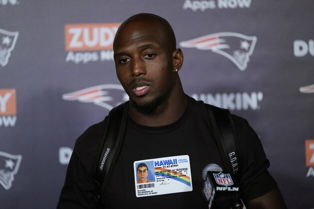 New England Patriots free safety Devin McCourty talks to the media following an NFL football game against the Houston Texans Sunday, Dec. 1, 2019, in Houston. (AP Photo/David J. Phillip) New England Patriots free safety Devin McCourty talks to the media following an NFL football game against the Houston Texans Sunday, Dec. 1, 2019, in Houston. (AP Photo/David J. Phillip)