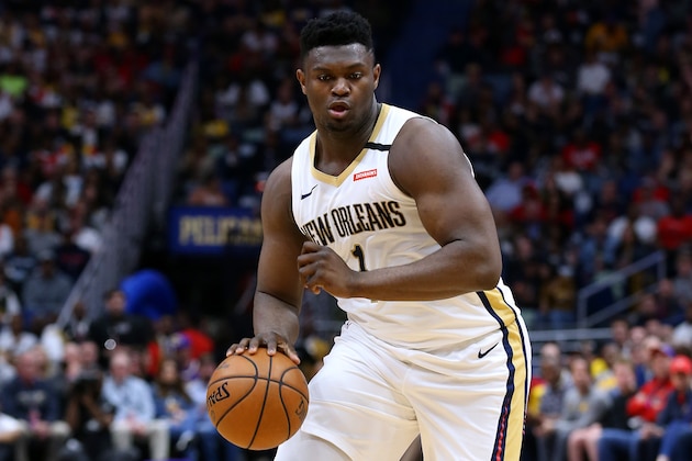 NEW ORLEANS, LOUISIANA - MARCH 01: Zion Williamson #1 of the New Orleans Pelicans drives with the ball against the Los Angeles Lakers during the first half at the Smoothie King Center on March 01, 2020 in New Orleans, Louisiana. NOTE TO USER: User expressly acknowledges and agrees that, by downloading and or using this Photograph, user is consenting to the terms and conditions of the Getty Images License Agreement. (Photo by Jonathan Bachman/Getty Images)