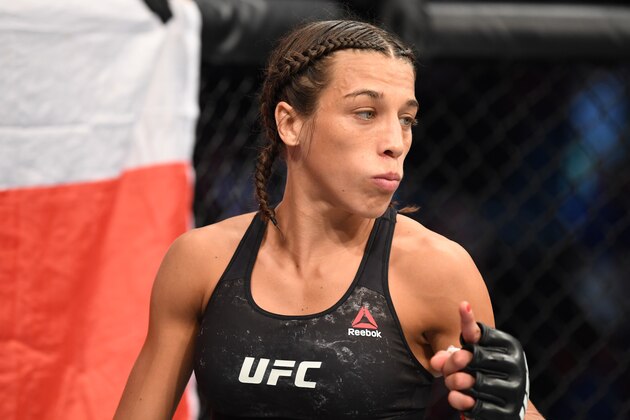 TAMPA, FLORIDA - OCTOBER 12: Joanna Jedrzejczyk of Poland stands in her corner prior to her women's strawweight bout against Michelle Waterson during the UFC Fight Night event at Amalie Arena on October 12, 2019 in Tampa, Florida. (Photo by Josh Hedges/Zuffa LLC via Getty Images)