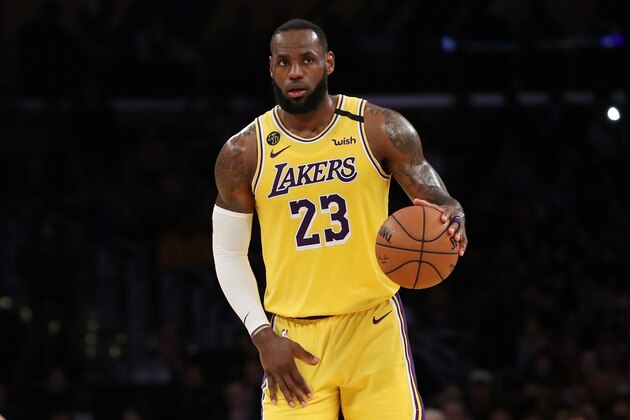 LOS ANGELES, CALIFORNIA - MARCH 03: LeBron James #23 of the Los Angeles Lakers handles the ball against the Philadelphia 76ers during the second half at Staples Center on March 03, 2020 in Los Angeles, California. NOTE TO USER: User expressly acknowledges and agrees that, by downloading and or using this Photograph, user is consenting to the terms and conditions of the Getty Images License Agreement. (Photo by Katelyn Mulcahy/Getty Images)