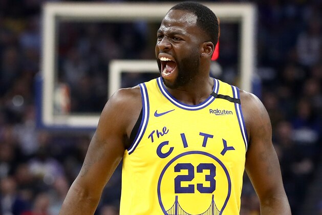 SAN FRANCISCO, CALIFORNIA - FEBRUARY 27: Draymond Green #23 of the Golden State Warriors argues with referee Tyler Ford after he received his second technical foul of their game against the Los Angeles Lakers at Chase Center on February 27, 2020 in San Francisco, California.  NOTE TO USER: User expressly acknowledges and agrees that, by downloading and or using this photograph, User is consenting to the terms and conditions of the Getty Images License Agreement.  (Photo by Ezra Shaw/Getty Images)
