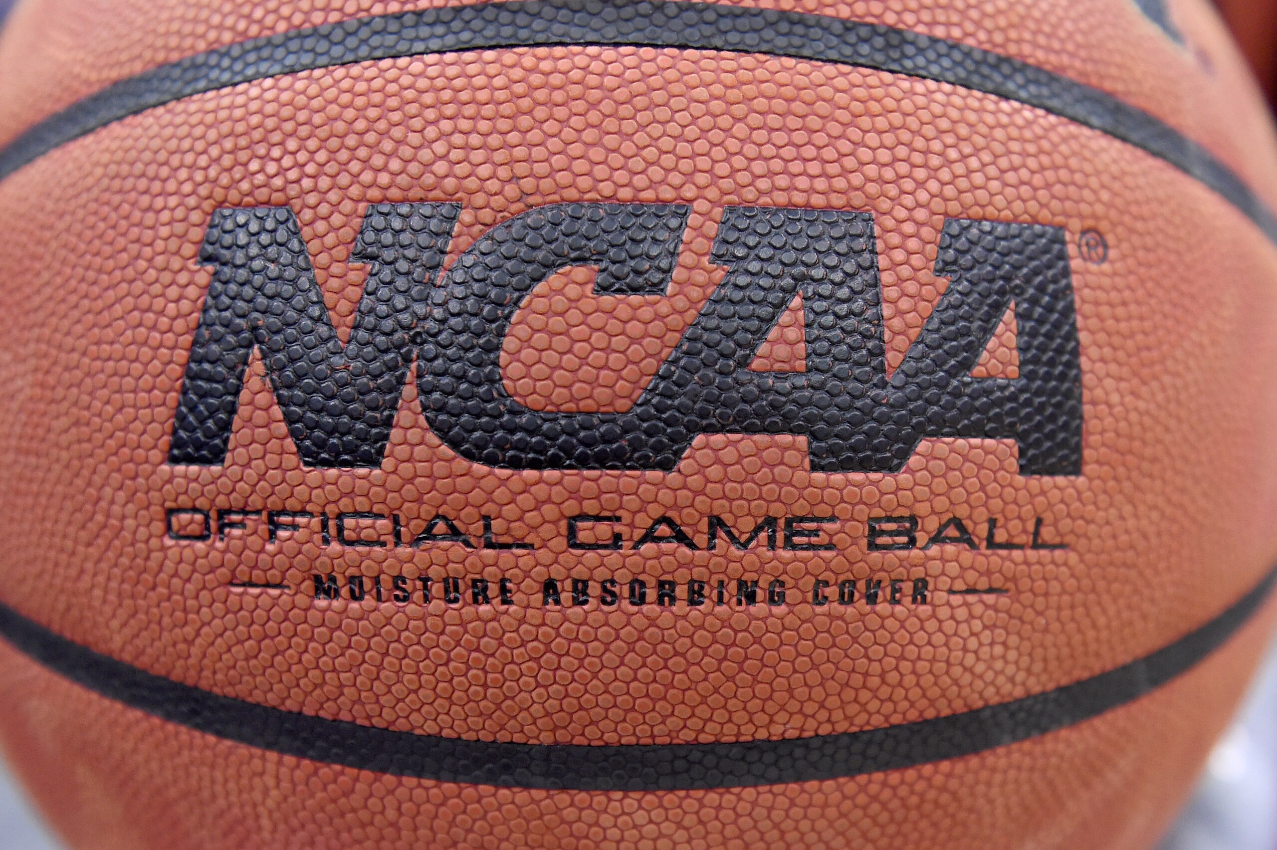 NEWARK, NJ - DECEMBER 19:  The NCAA logo on a basketball at the Prudential Center before the game between the Maryland Terrapins and the Seton Hall Pirates on December 19, 2019 in Newark, New Jersey. (Photo by G Fiume/Maryland Terrapins/Getty Images)