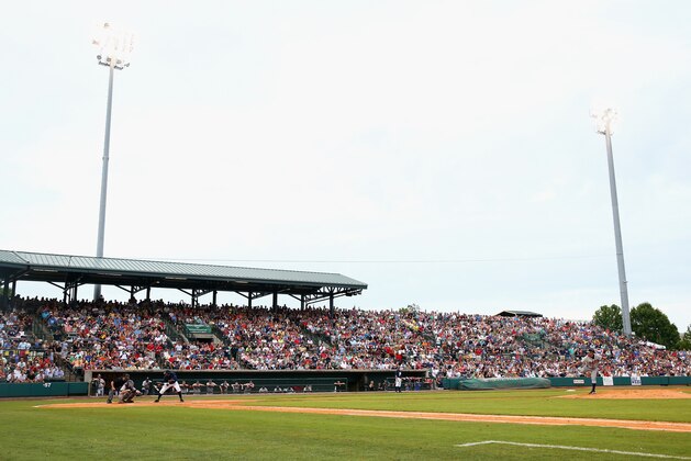 CHARLESTON, SC - JULY 02:  Alex Rodriguez of the New York Yankees strikes out during an at bat in his game for the Charleston RiverDogs at Joseph P. Riley Jr. Park on July 2, 2013 in Charleston, South Carolina.  (Photo by Streeter Lecka/Getty Images)