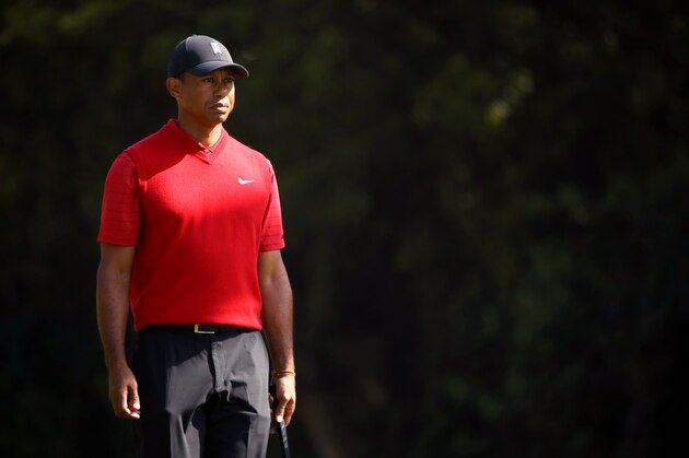 PACIFIC PALISADES, CALIFORNIA - FEBRUARY 16: Tiger Woods of the United States stands on the 12th green during the final round of the Genesis Invitational on February 16, 2020 in Pacific Palisades, California. (Photo by Katelyn Mulcahy/Getty Images)