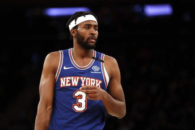 NEW YORK, NEW YORK - MARCH 04: Maurice Harkless #3 of the New York Knicks in between plays against the Utah Jazz during the second half at Madison Square Garden on March 04, 2020 in New York City. The Utah Jazz won, 112-104. (Photo by Michael Owens/Getty Images)