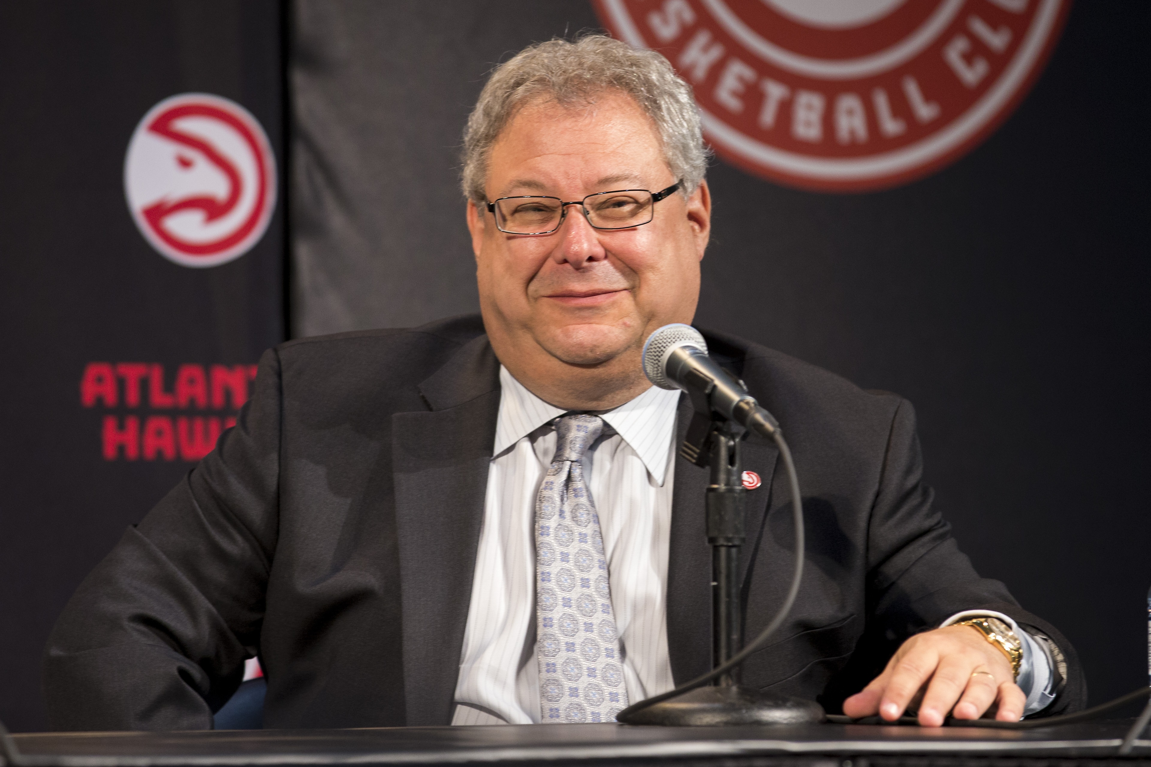 Atlanta Hawks CEO Steve Koonin speaks during a news conference to announce the sale of the NBA basketball team to an ownership group led by Tony Ressler, Thursday, June 25, 2015, in Atlanta. (AP Photo/Todd Kirkland)