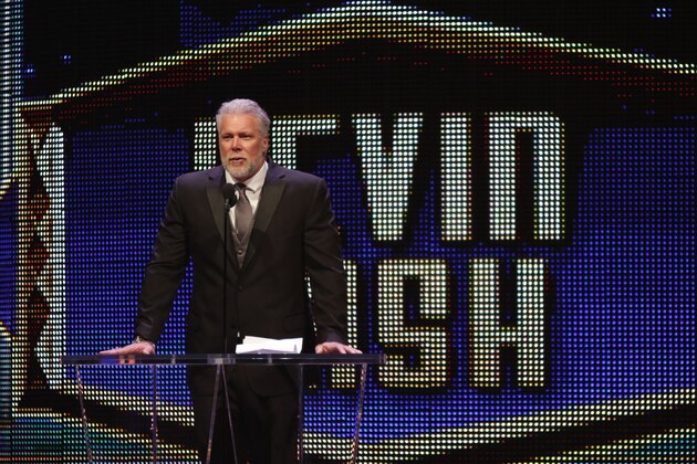 IMAGE DISTRIBUTED FOR WWE - Kevin Nash gives his acceptance speech at the WWE Hall of Fame Ceremony, on Saturday, March 28, 2015 in San Jose, Calif. In addition to wrestling, Nash has gone on to make appearances in television and film. (Don Feria/AP Images for WWE)