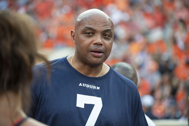 AUBURN, AL - SEPTEMBER 28: Charles Barkley talks with fans prior to the matchup between the Auburn Tigers and the Mississippi State Bulldogs at Jordan-Hare Stadium on September 28, 2019 in Auburn, AL. (Photo by Michael Chang/Getty Images)