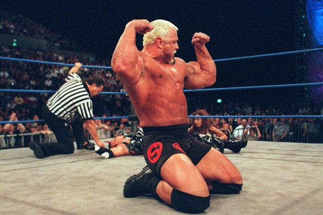 09 Oct 2000:  Scott Steiner celebrates defeating Ray Mysterio Jr after their bout at the World Chamionship Wrestling ''Thunder Down Under'' night at the Sydney Entertainment Centre, Sydney, Australia. Mandatory Credit: Scott Barbour/ALLSPORT