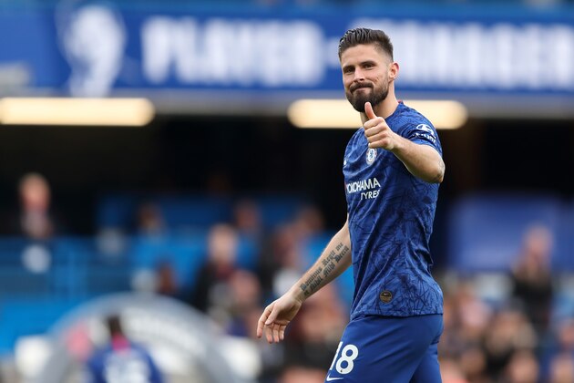 LONDON, ENGLAND - MARCH 08: Olivier Giroud of Chelsea at full time of the Premier League match between Chelsea FC and Everton FC at Stamford Bridge on March 8, 2020 in London, United Kingdom. (Photo by James Williamson - AMA/Getty Images)