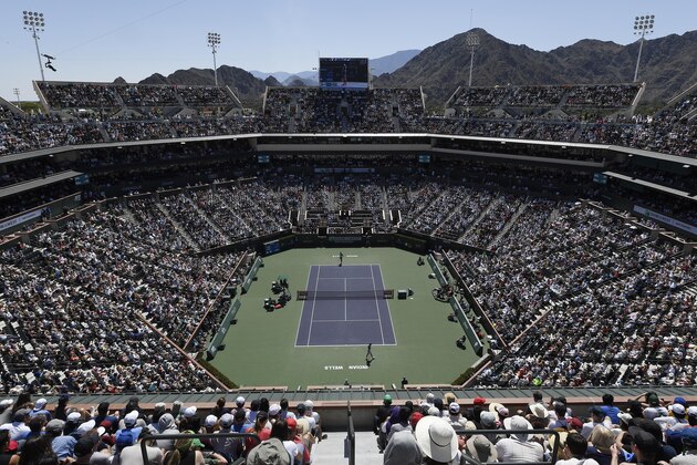 INDIAN WELLS, CA - MARCH 16: General View of Stadium 1 during the men's singles semifinal match between Milos Raonic of Canada and Dominic Thiem of Austria on day thirteen of the BNP Paribas Open at the Indian Wells Tennis Garden on March 16, 2019 in Indian Wells, California. (Photo by Kevork Djansezian/Getty Images)