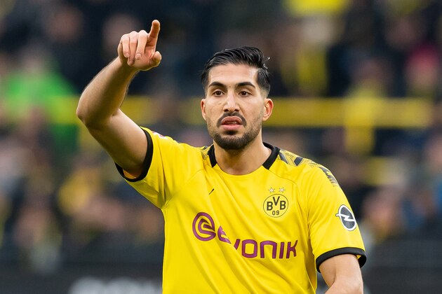 DORTMUND, GERMANY - FEBRUARY 29: (BILD ZEITUNG OUT) Emre Can of Borussia Dortmund gestures during the Bundesliga match between Borussia Dortmund and Sport-Club Freiburg at Signal Iduna Park on February 29, 2020 in Dortmund, Germany. (Photo by Max Maiwald/DeFodi Images via Getty Images)