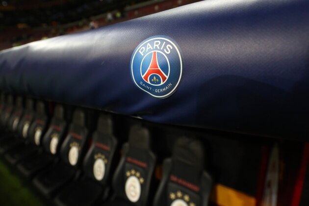 ISTANBUL, TURKEY - OCTOBER 01: A detailed view of a Paris Saint-Germain badge on the dugout prior to the UEFA Champions League group A match between Galatasaray and Paris Saint-Germain at Turk Telekom Arena on October 01, 2019 in Istanbul, Turkey. (Photo by Dean Mouhtaropoulos/Getty Images)