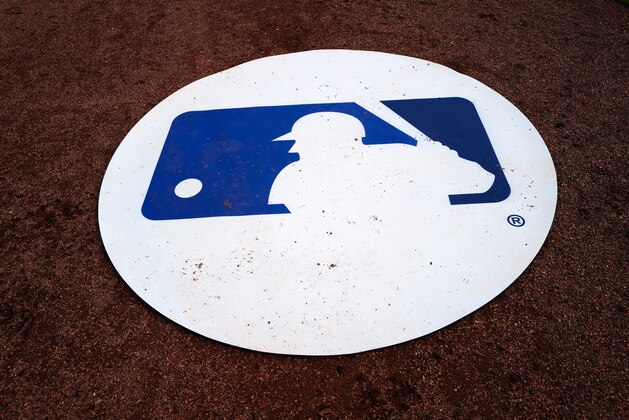 DUNEDIN, FLORIDA - FEBRUARY 27: MLB Logo on the batting mat  during the spring training game between the Toronto Blue Jays and the Minnesota Twins at TD Ballpark on February 27, 2020 in Dunedin, Florida. (Photo by Mark Brown/Getty Images)