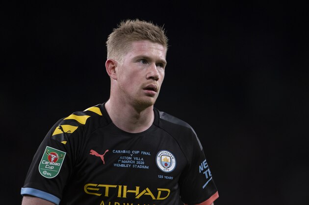 LONDON, ENGLAND - MARCH 01: Kevin De Bruyne of Manchester City  during the Carabao Cup Final between Aston Villa and Manchester City at Wembley Stadium on March 01, 2020 in London, England. (Photo by Visionhaus)