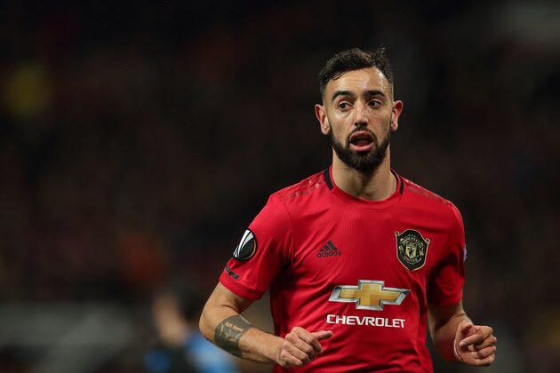MANCHESTER, ENGLAND - FEBRUARY 27: Bruno Fernandes of Manchester United during the UEFA Europa League round of 32 second leg match between Manchester United and Club Brugge at Old Trafford on February 27, 2020 in Manchester, United Kingdom. (Photo by James Williamson - AMA/Getty Images)